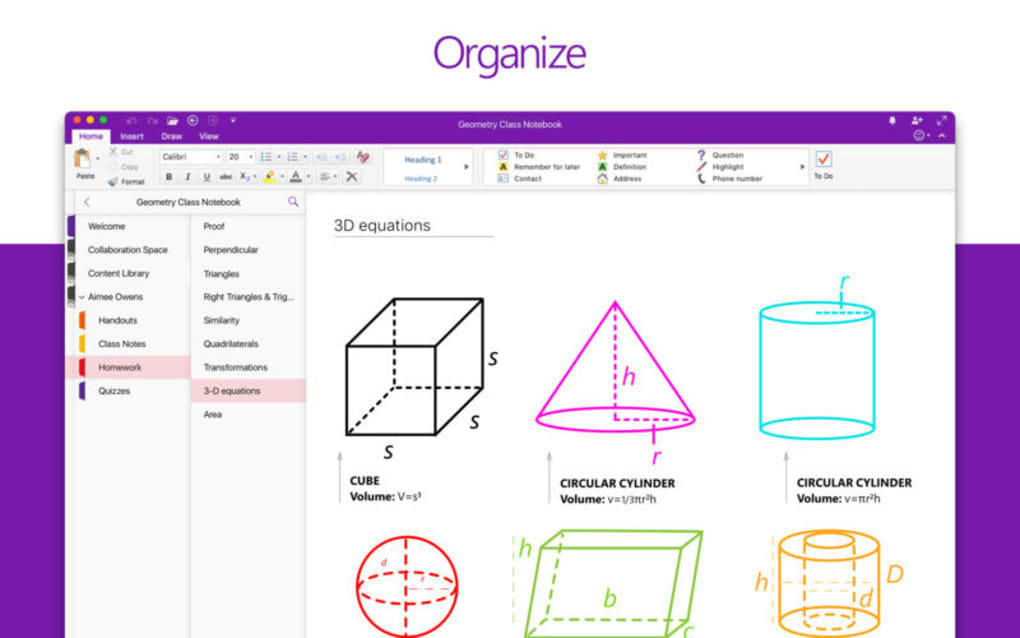 onenote for mac features